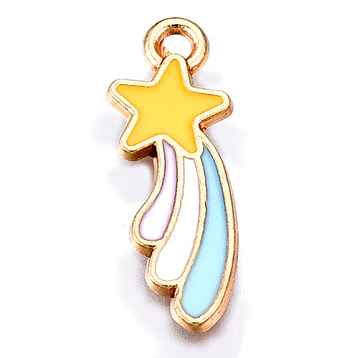 ECH09-1 - Enamel Shooting Star Charm/Pendant - light gold